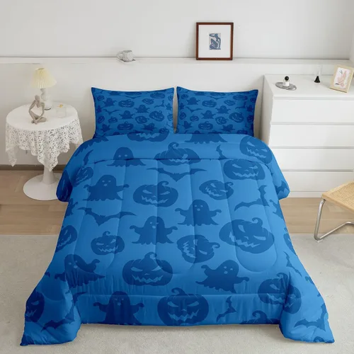 Vista 12 de Castle Fairy Spider Web Comforter Set,Happy Halloween Theme Hippie Bedding Sets for Kids Teens Adults,Black Spider Wild Animal Silhouette Comforter