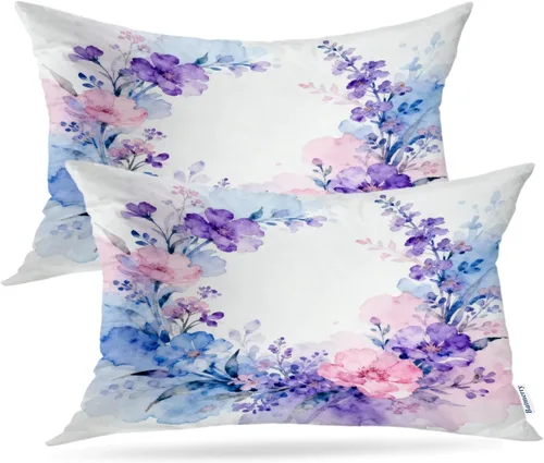 Vista 40 de Batmerry Autumn Maple Leaves Throw Pillow Covers, red Fall Orange Leaves Decorative Pillow Covers Digital Printing Blended for Couch Sofa Bed