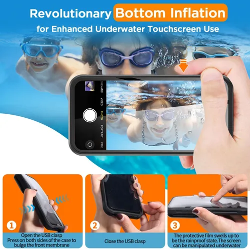 Vista 5 de AICase Funda impermeable para teléfono, función universal de autocomprobación, bolsa seca para playa, flotante, ducha, esnórquel, para iPhone