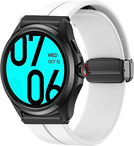 Vista 11 de Lamshaw Compatible con Ticwatch Pro 5 Smartwatch Bands, 0.964 pulgadas de silicona suave hebilla magnética correas de repuesto compatibles con Negro