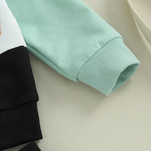 Vista 5 de Ropa de otoño e invierno para bebé niño, con capucha, de manga larga, a rayas, pantalones elásticos para recién nacidos