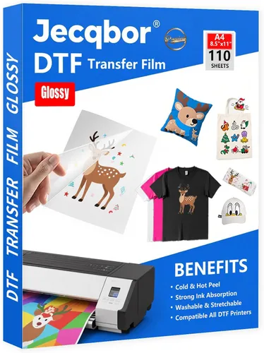 Vista 10 de Papel de película de transferencia DTF A4 para todas las impresoras DTF y tela oscura (100 hojas) Hojas de transferencia directa a película