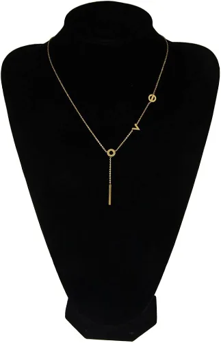 Vista 2 de LUREME Collar con forma de Y de acero inoxidable para mujer (nl005577), Acero inoxidable, Circón
