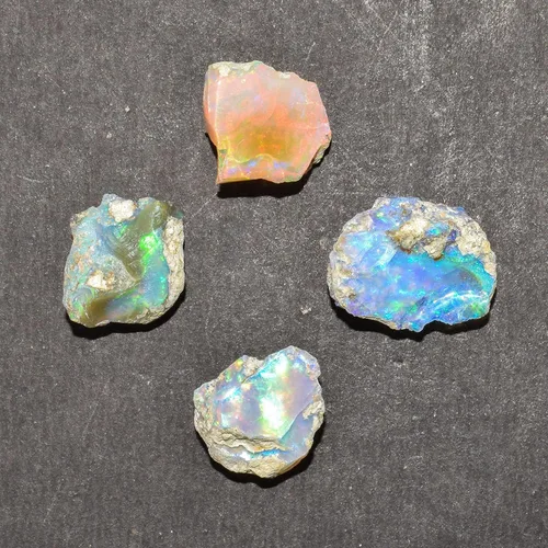 Vista 5 de InfinityGemsArt 4 piezas de ópalo de fuego etíope crudo sueltas al por mayor a granel, piedra natal de octubre, piedras preciosas naturales