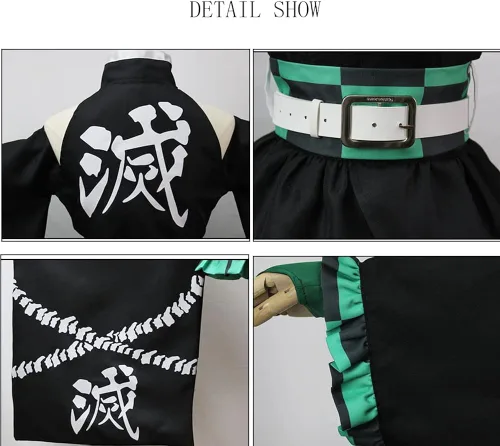 Vista 5 de Juejuezi Nuevo disfraz de Tanjirou de Zenitsu para cosplay kimono de anime para Halloween falda de hombros descubiertos traje de Nezuko Shinobu