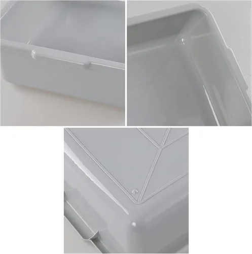 Vista 4 de Caja de bañera de autobús comercial de 13 L, paquete de 3 tinas para lavabo, color gris