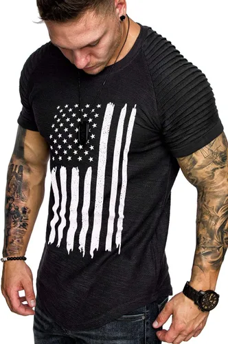 Vista 32 de COOFANDY Camiseta Muscular para Hombre de Manga Raglán Plisada Camiseta de Culturismo para Gimnasio Manga Corta Camisas de Entrenamiento de Moda
