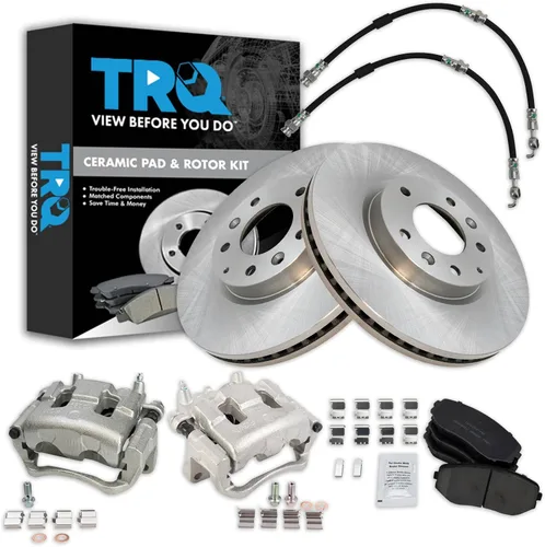 Vista 18 de TRQ Juego de pastillas de freno delanteras y rotores de cerámica, pinzas, mangueras, compatibles con Honda Odyssey 2005-2010