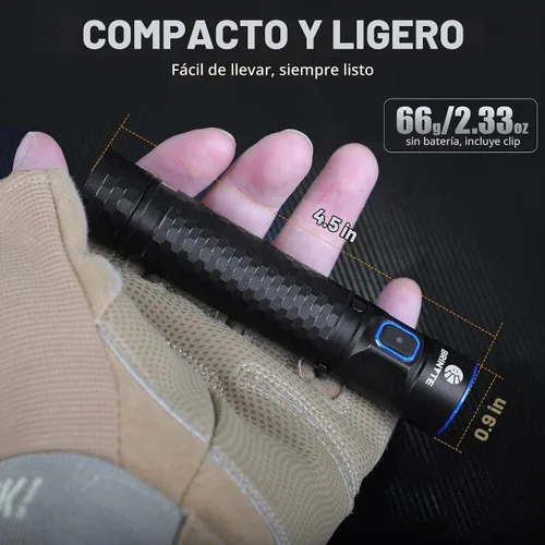 Vista 6 de Brinyte Linterna LED recargable E18 con base magnética para iluminación manos libres, 1200 lúmenes, luz de bolsillo EDC compacta y brillante, IP68