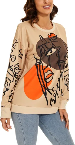 Vista 2 de NEYOUQE Sudaderas de moda para otoño e invierno para mujer, sudadera con estampado casual de moda con cuello redondo