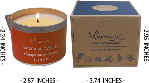 Vista 7 de Vela de masaje, aceite de soja perfumado a baja temperatura, terapia de calor, loción de aceite corporal, aceite de karité natural, aceite de masaje