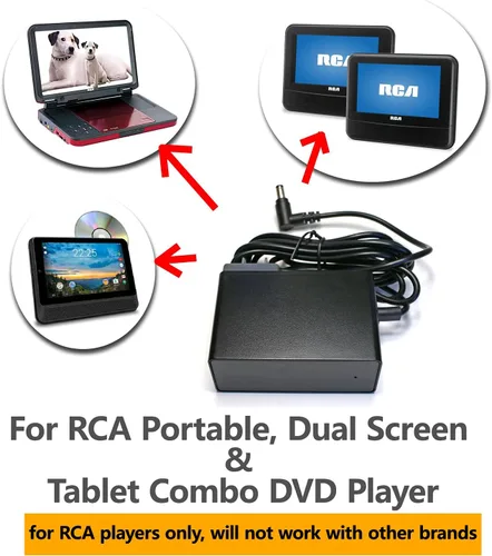 Vista 4 de EDO Tech Cargador de pared AC para RCA de pantalla dual portátil DVD TV Combo Player 12V Celestron telescopios cable de alimentación