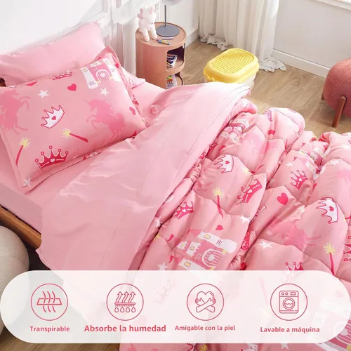 Vista 2 de Sonive - Juego de edredón de 7 piezas tamaño Queen/Full para niños, juego completo de ropa de cama en una bolsa de microfibra para todas