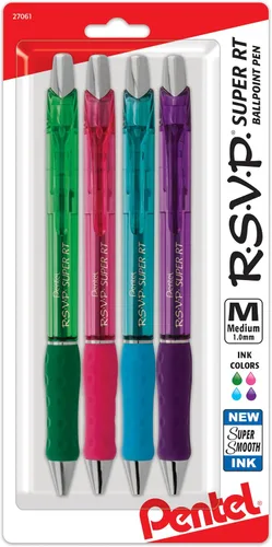 Vista 17 de Pentel RSVP Bolígrafo retráctil súper suave, surtido, paquete de 8 (BX480BP8M)