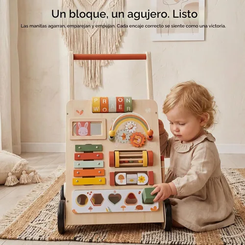 Vista 4 de Centro de actividades de madera para caminar para bebés con música y juego