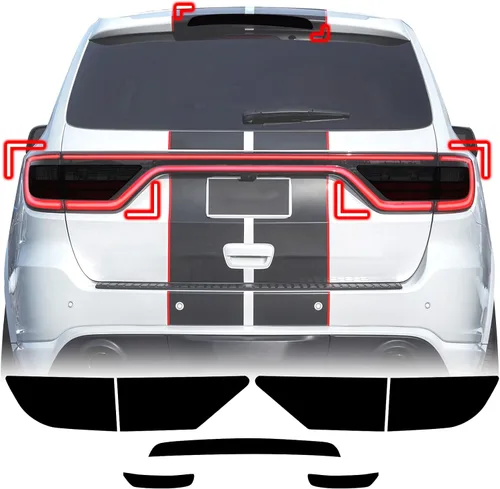 Vista 6 de Apto para Dodge Durango 2014-2020 Luz Trasera Completa Tercera Luz de Freno Kit de Película de Superposición de Vinilo Precortado Tintado con Luz