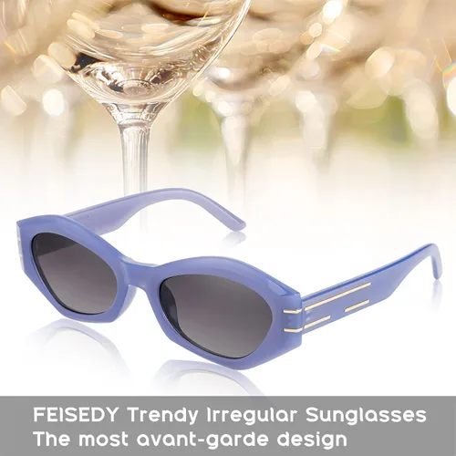 Vista 5 de FEISEDY Gafas de sol irregulares de moda Rectángulo con cuernos gruesos Gafas de sol de moda Sombras Retro UV400 Protección B2911