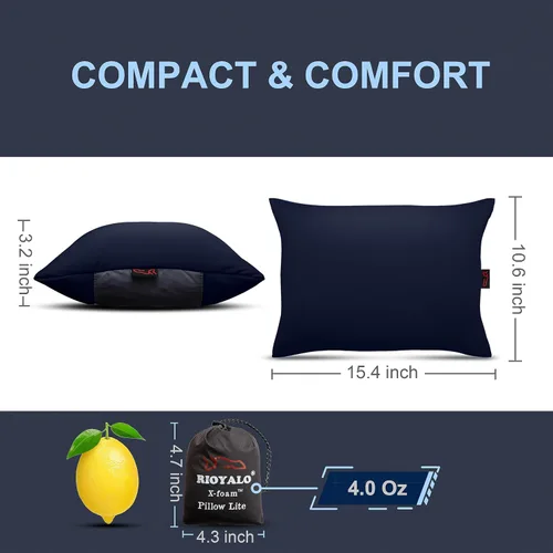 Vista 3 de X-Foam - Almohada inflable para acampar con funda de espuma extraíble, cómoda, lavable, ultraligera, portátil, con soporte lumbar para el cuello
