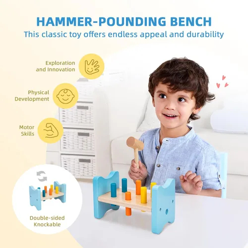 Vista 6 de OOOK Juguetes Montessori para niños de 1 año, kit educativo de aprendizaje 7 en 1 con cubo sensorial, caja de anidación, caja educativa 3 en 1
