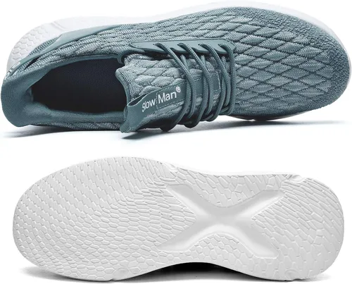 Vista 4 de Slow Man Zapatos de correr para hombre, zapatos de caminar para hombre, de malla de punto, transpirables, zapatos deportivos sin cordones, cómodos