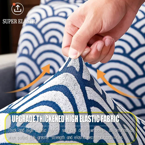 Vista 3 de JOKIVTOU Fundas para sofá modular, fundas de sofá con textura ondulada en forma de L, fundas de sofá reclinable, fundas elásticas para sofá Azul