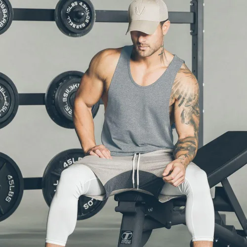Vista 4 de Camiseta sin mangas de entrenamiento muscular para hombre, culturismo, fitness, T01