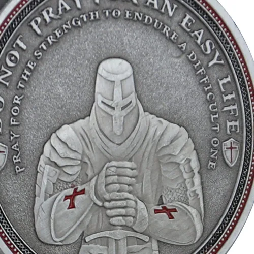 Vista 4 de The Knight Templar Challenge Coin Cruz Roja Colección de Monedas Religiosas Regalo