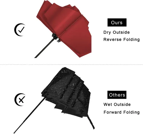 Vista 3 de LANBRELLA Compact Reverse Folding Umbrella Auto Windproof Travel Umbrella