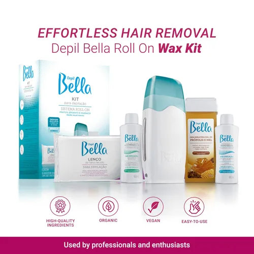 Vista 2 de DEPIL BELLA Kit de cera para depilación, rodillo de cera todo en uno con miel y propóleos, adecuado para todas las partes del cuerpo, resultados