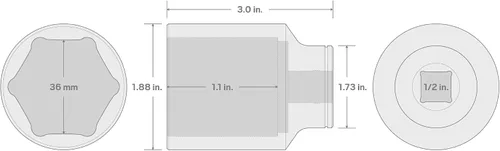 Vista 167 de TEKTON Llave de vaso poco profunda de 6 puntos de 1/2 pulgada de cuadradillo x 1-5/16 pulgadas SHD22033
