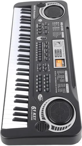 Vista 3 de Piano de teclado electrónico, piano digital eléctrico portátil de 61 teclas con micrófono, cable USB, cargador de enchufe de EE. UU., teclado