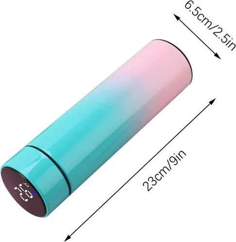 Vista 2 de Botella de agua de acero inoxidable 304 con aislamiento inteligente con pantalla de temperatura, botellas de agua de viaje, botellas aisladas
