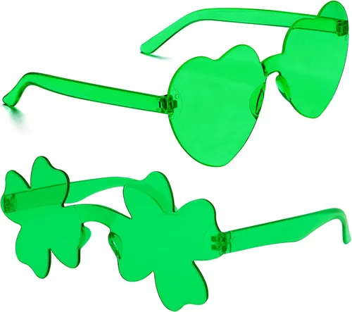 Vista 137 de Lentes de sol con forma de corazón, 2 pares de lentes de sol en forma de corazón, gafas de sol rave para mujeres, regalos de fiesta