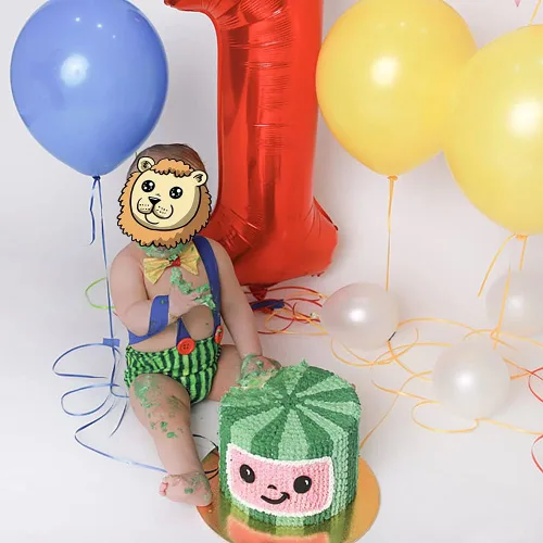 Vista 19 de Conjunto de ropa de bebé niño León Fox Cake Smash Wild One 1er cumpleaños Bloomers cubierta de pañales, tirantes y corbata de moño