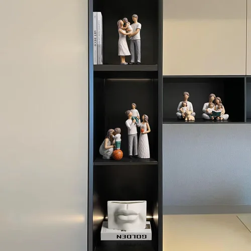 Vista 4 de Figuras Familiares Decorativas de Resina Estatua de Madre e Hijo Regalos para Decoración del Hogar - Cumpleaños, Acción de Gracias, Navidad, Día