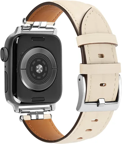 Vista 9 de Correa de cuero compatible con correas de Apple Watch para hombres de 38/40/41/42/44/45/46/1.929 in, correa de cuero genuino para iWatch Series 10