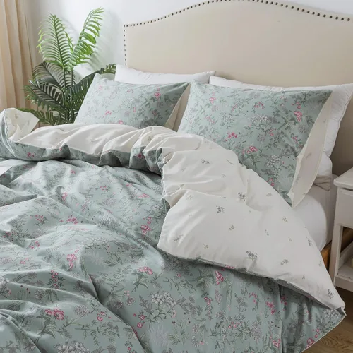 Vista 22 de HoneiLife Juegos de Fundas de Edredón Twin - Funda de Edredón Floral 100% Algodón, Juego de Ropa de Cama Transpirable de 2 Piezas con Cierre