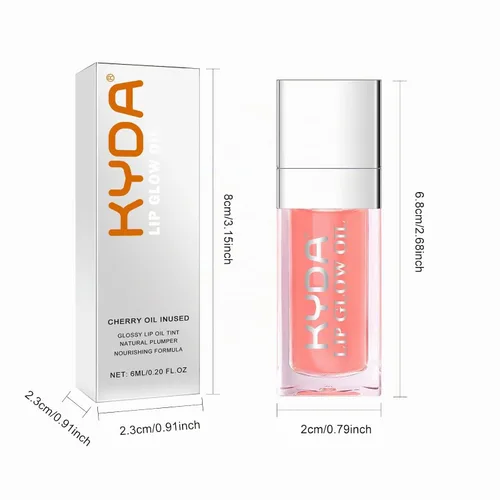 Vista 7 de KYDA Aceite de brillo labial hidratante, brillo labial de aceite hidratante transparente voluminizador, aceite labial teñido para el cuidado