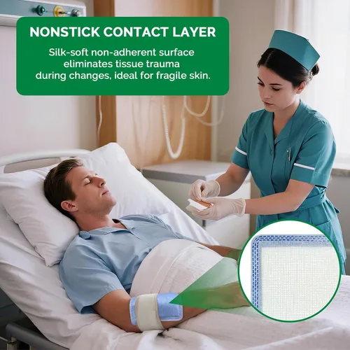 Vista 3 de Apósito súper absorbente para heridas de 4 x 4 pulgadas, paquete individual de curación rápida de heridas, vendajes antiadherentes, almohadillas