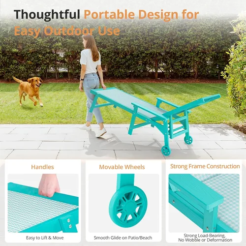 Vista 5 de LUE BONA Sillón para exteriores, HDPS y HDPE mimbre ajustable Azul (Aruba Blue)