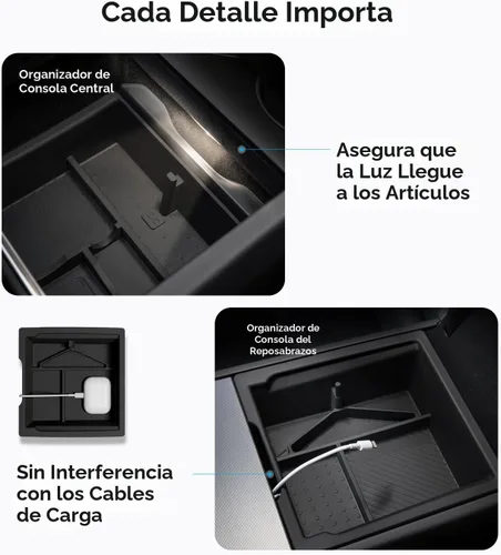 Vista 5 de Wigoo Para 2026 Tesla Model Y/3/YL Accesorios Organizador de consola 2PCS Negro