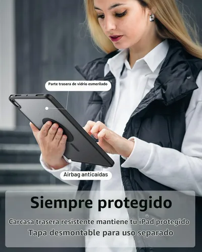 Vista 5 de Funda Magnética para iPad Air de 5ª Generación 2022 / Funda para iPad Air 4ª 2020 de Doble Capa con Folio Magnético, Ángulos Múltiples y Soporte