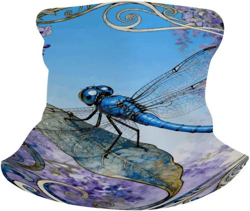Vista 6 de Sun UV Protection Neck Gaiter Upf 50+ Balaclava Ski Dragonfly Jacaranda Leaf Face Mask Summer Face Cover Scarf Breathable Bandana for Fishing