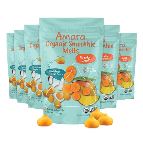 Vista 13 de Amara Smoothie Melts - Beets n' Berries - Snacks orgánicos para bebés con frutas y verduras - Yogur derretido a base de plantas - Snack saludable