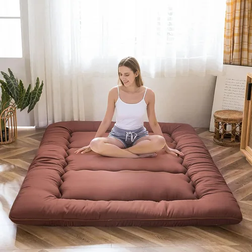 Vista 64 de MAXYOYO Colchón Japonés de Suelo Futón Colchón, Tapete de Tatami Engrosado de 4", Almohadilla para Dormir Plegable Enrollable para Niños y Niñas