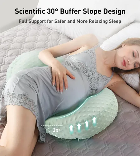 Vista 4 de DONAMA Almohada de embarazo para dormir, desmontable y ajustable, almohada de maternidad de apoyo de doble cara, agradable a la piel para mujeres