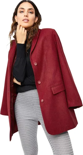 Vista 4 de Ellos Blazer largo de mezcla de lana para mujer, talla grande, chaqueta de trabajo e informal