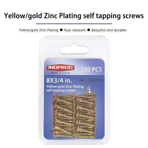 Vista 6 de Tornillos para Madera 8 × 3/4 pulgadas, Tornillo de Cabeza Plana Phillips Chapado en Zinc, Tornillos Autorroscantes para Madera Metal Plástico