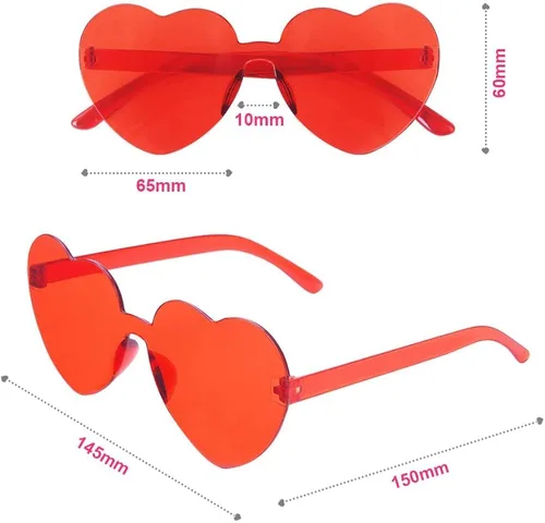 Vista 2 de Heart Shaped Sunglasses for Women, Transparent Candy Rimless Sunglasses, Fashion Heart Shaped Glasses for Party Favor
