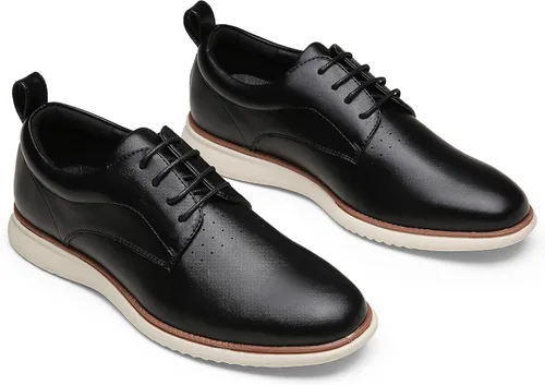 Vista 5 de Jousen Zapatos de vestir para hombre, estilo Oxford, informales, retro, clásicos, cómodos, formales, Derby, de negocios, para hombre